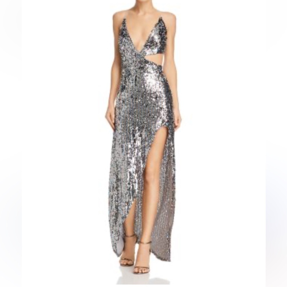 For Love & Lemons Showtime Rainbow Sequin Maxi Dress Size XS